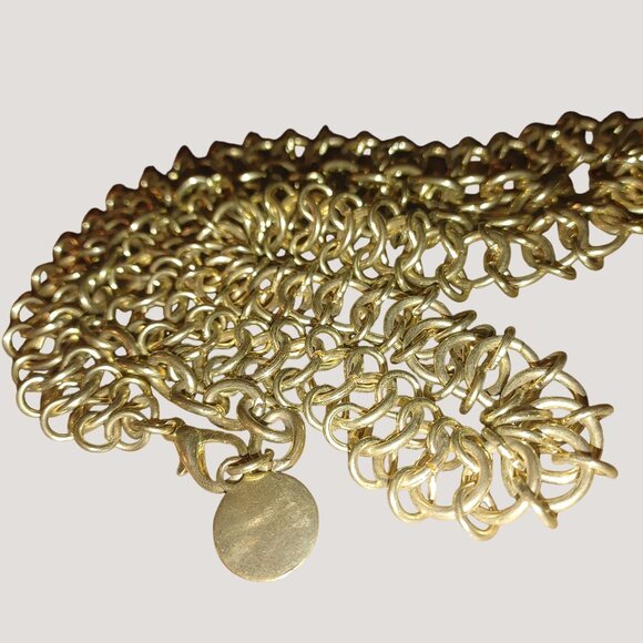 Unique Metal Chain Link Belt Vintage Gold Tone Round Adjustable Dress Purse - Picture 6 of 7